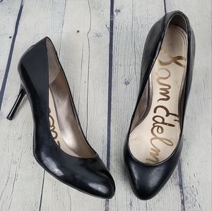 SAM EDELMAN | Camdyn almond toe faux/vegan patent pumps heels